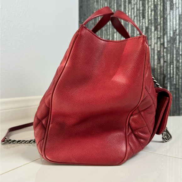 ❤️‍🔥Chanel CC Front Flap Pocket Large Shopping Tote Red Caviar - Picture 7 of 16